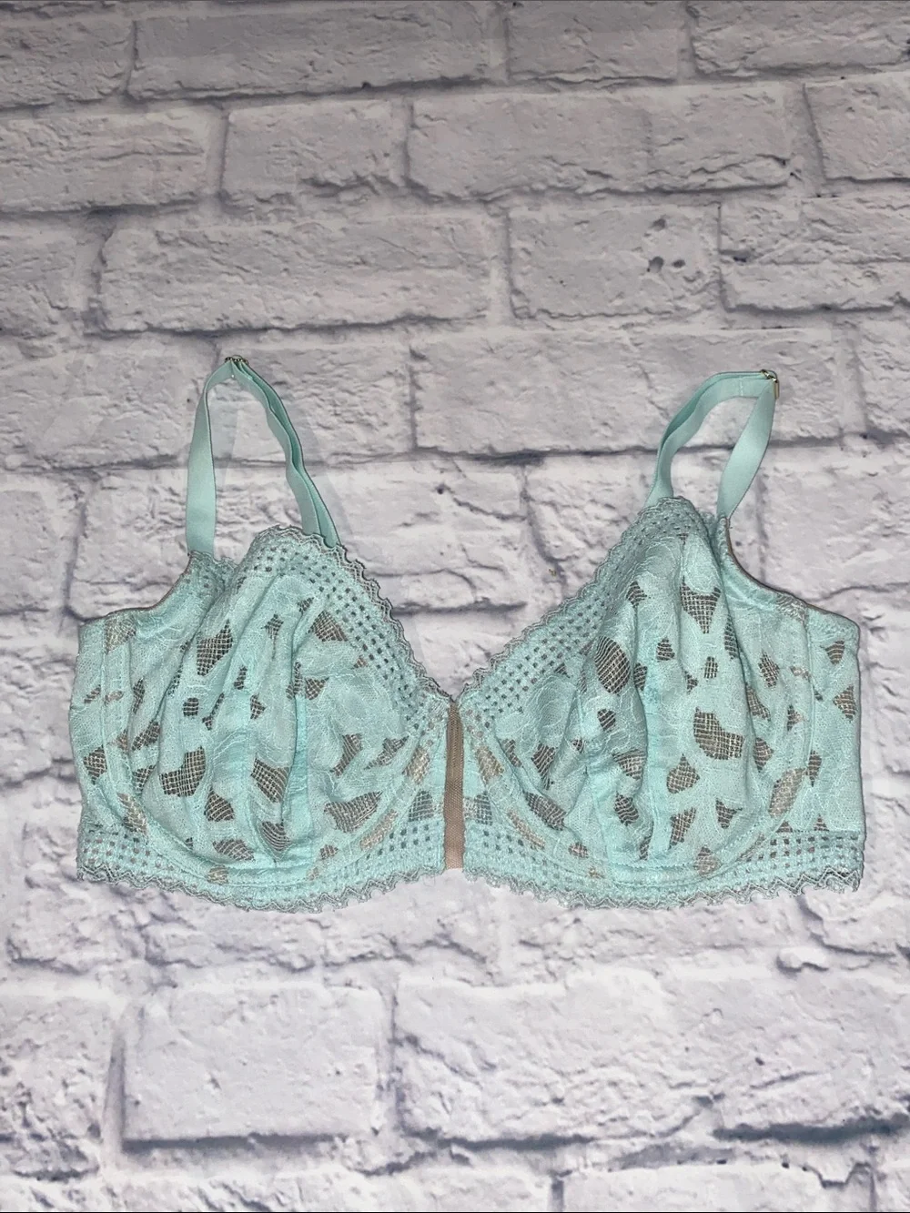 ThirdLove Lace Underwire Bra Mint Green & Tan Size 32E